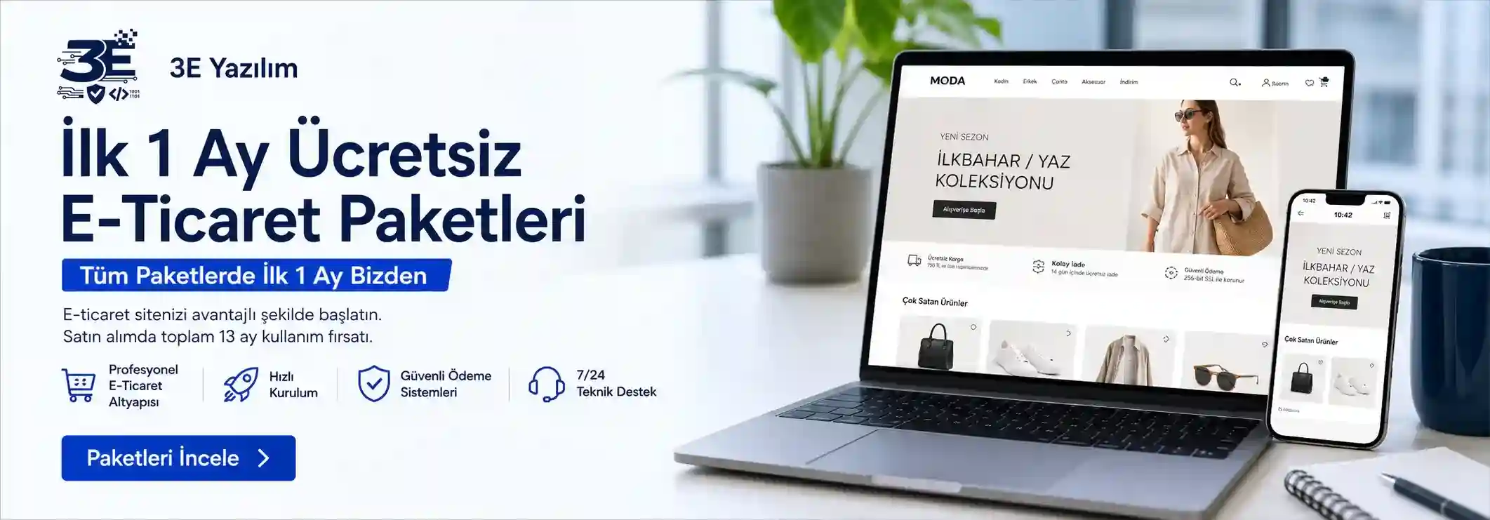 3E Commerce e-ticaret paketlerinde 13 ay kullanım kampanyası