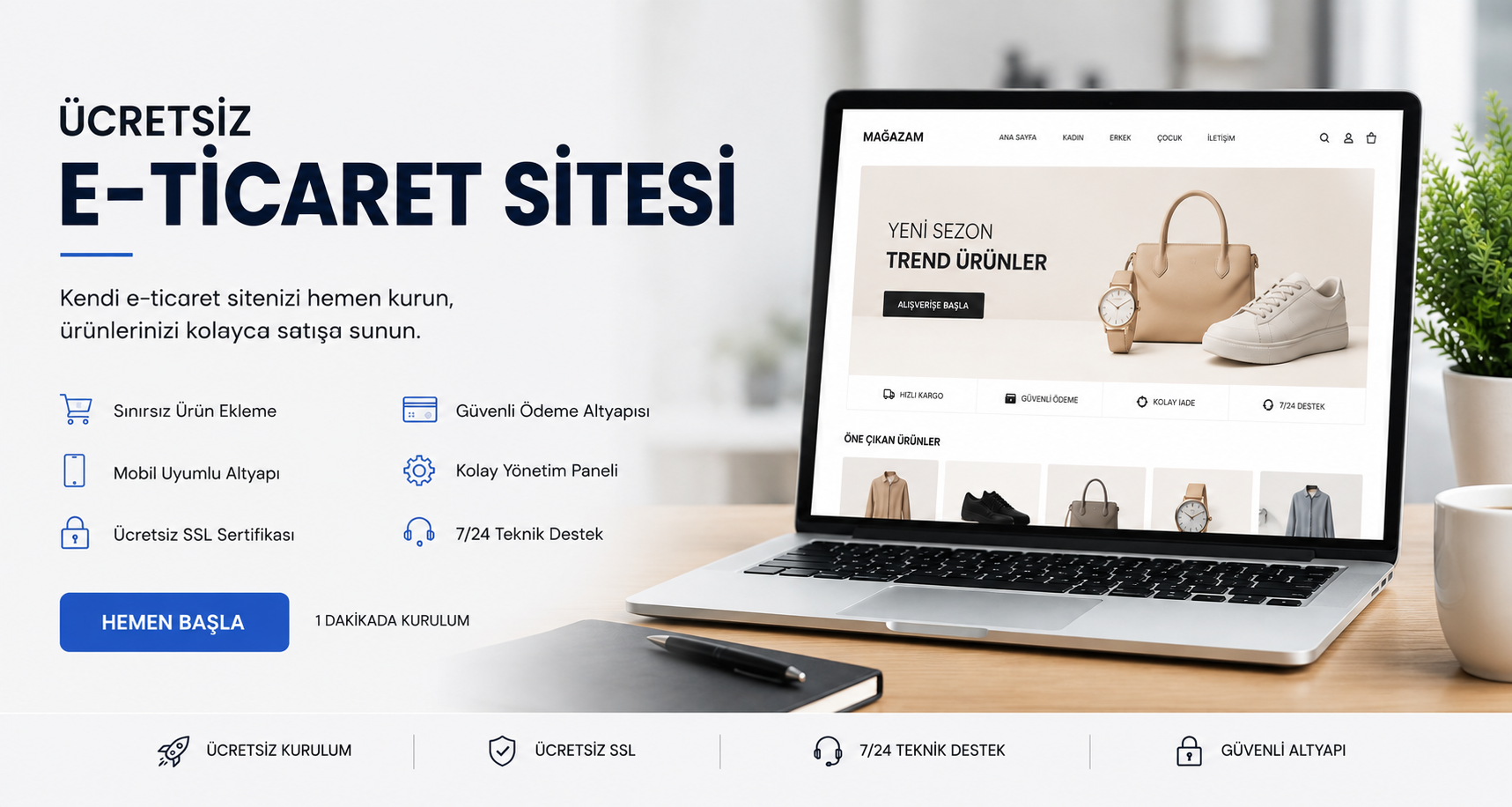 Ömür boyu ücretsiz e-ticaret sitesi kampanyası
