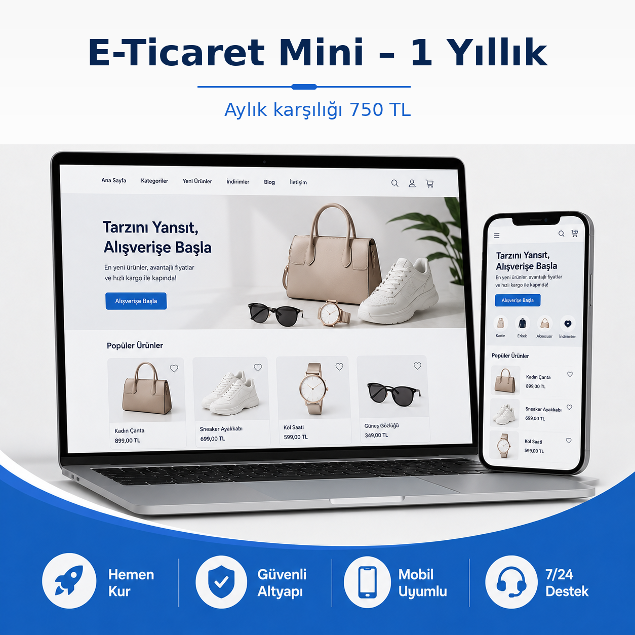 E-Ticaret Mini Paketi yıllık 9.000 TL, aylık karşılığı 750 TL